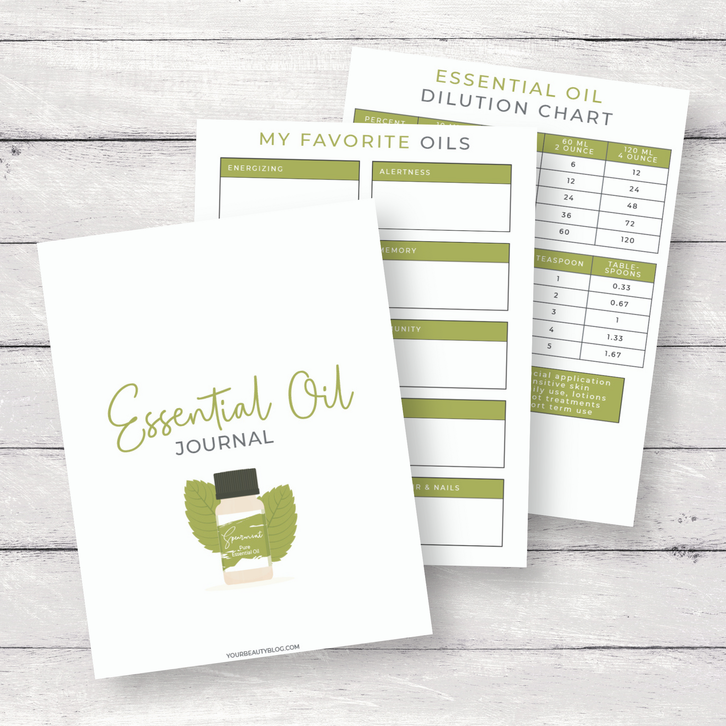 Essential Oil DIY Bath & Body Binder Journal Notebook Printable Instant Download Digital PDF 8.5x11