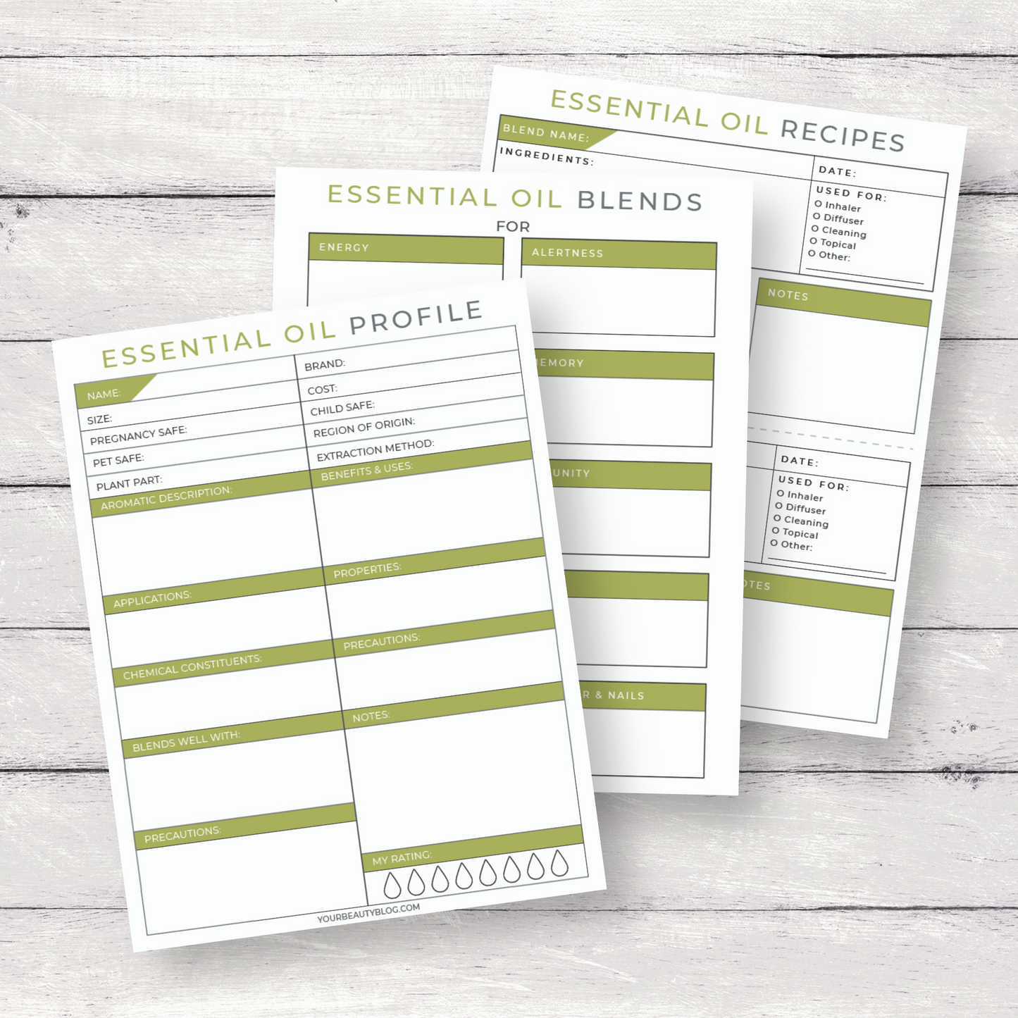 Essential Oil DIY Bath & Body Binder Journal Notebook Printable Instant Download Digital PDF 8.5x11