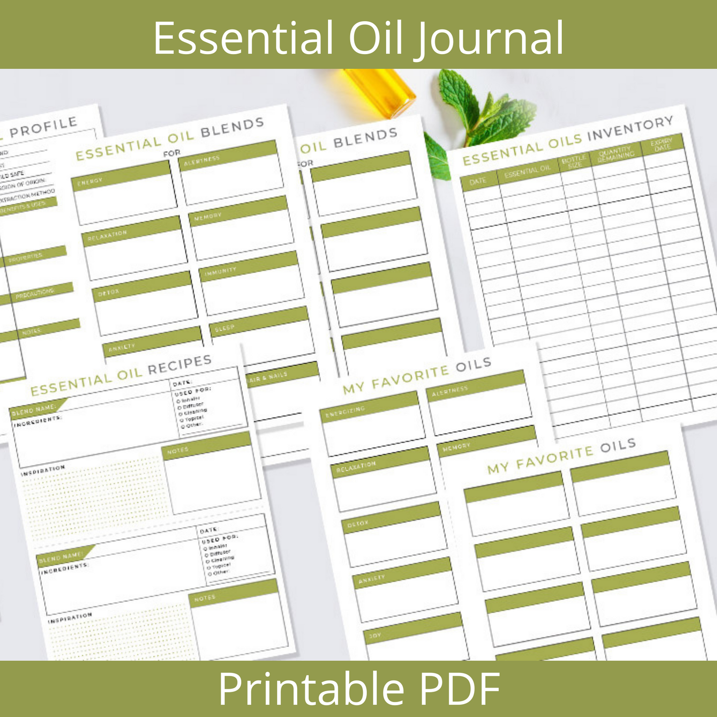 Essential Oil DIY Bath & Body Binder Journal Notebook Printable Instant Download Digital PDF 8.5x11