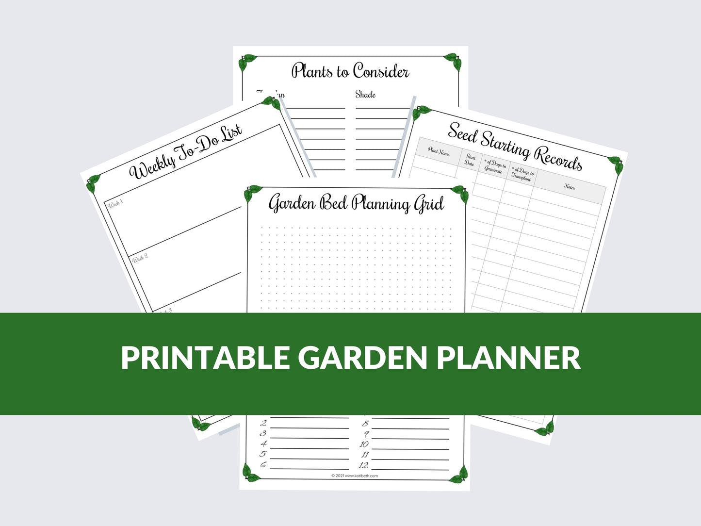 Gardening Planner Printable PDF 8.5x11 Instant Download for 3 Ring Binder Journal