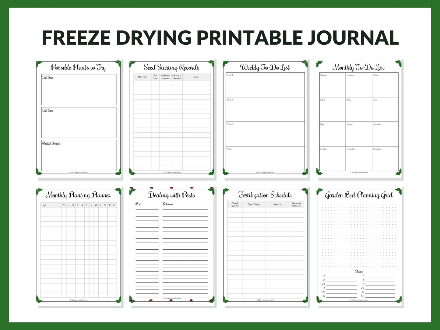 Gardening Planner Printable PDF 8.5x11 Instant Download for 3 Ring Binder Journal