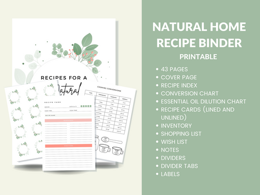 Natural Home Homesteading Planner for Homesteaders  Printable Binder PDF Instant Download Recipe Book Printable Pages