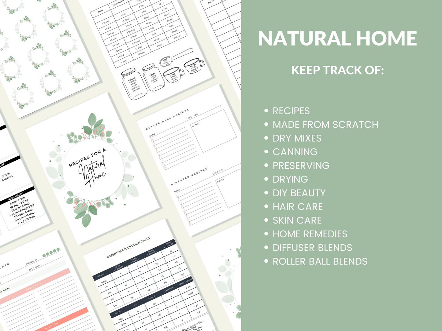 Natural Home Homesteading Planner for Homesteaders Printable Binder PDF Instant Download Recipe Book Printable Pages