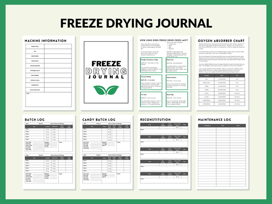 Freeze Drying Journal Batch Log Recipe Book Physical Book