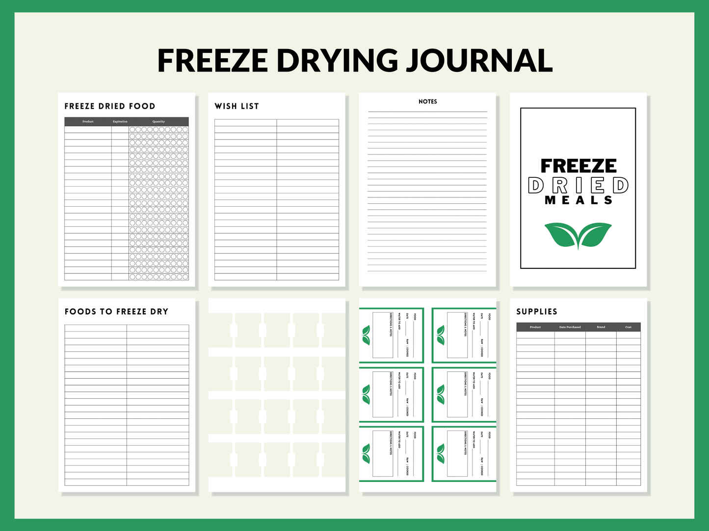 Freeze Dryer Batch Log Book Printable Journal Planner for Harvest Right Freeze Dryer Homesteader 43 Page PDF 8.5x11 Instant Download 4 to 7 Tray