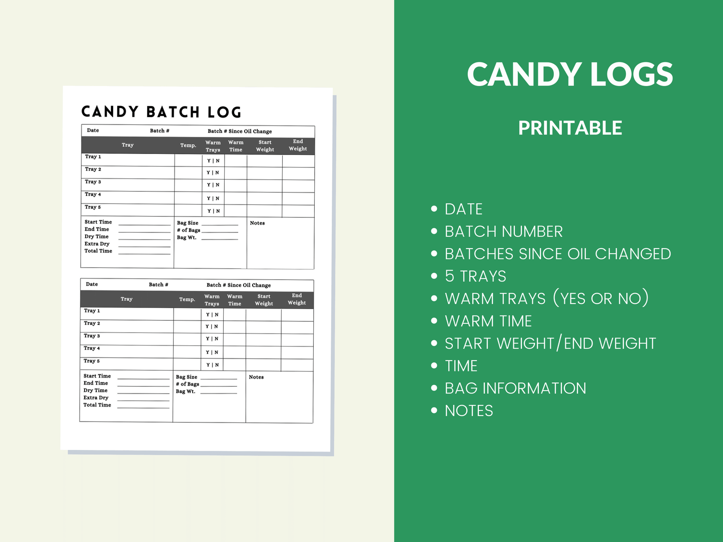 Freeze Dryer Batch Log Book Printable Journal Planner for Harvest Right Freeze Dryer Homesteader 43 Page PDF 8.5x11 Instant Download 4 to 7 Tray