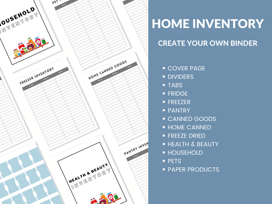 Pantry Inventory Printable Household Food Inventory Food Sheet Instant Digital Download PDF Home Management Binder 56 Pages