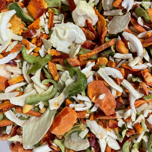 Freeze dried onions and peppers