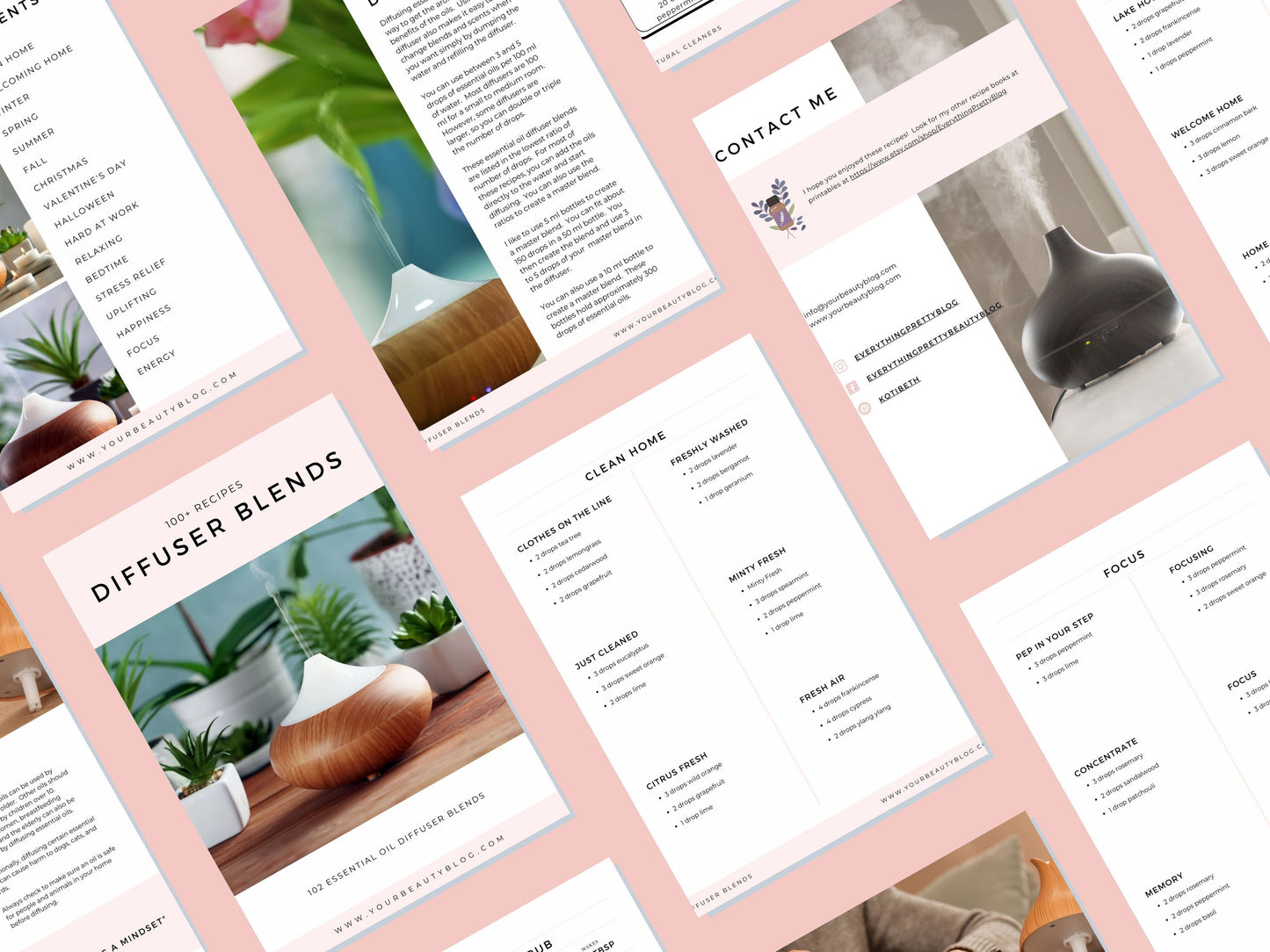 100+ Essential Oil Diffuser Recipes to Use in Your Home Ebook Book