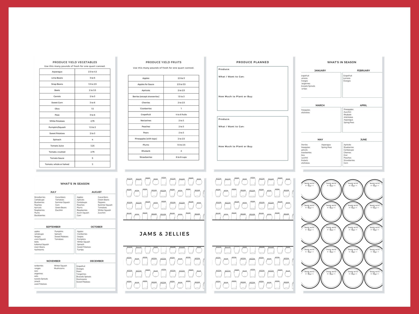 Canning Journal Printable Planner For Homesteaders, Canners 29 Page PDF 8.5x11 Instant Download