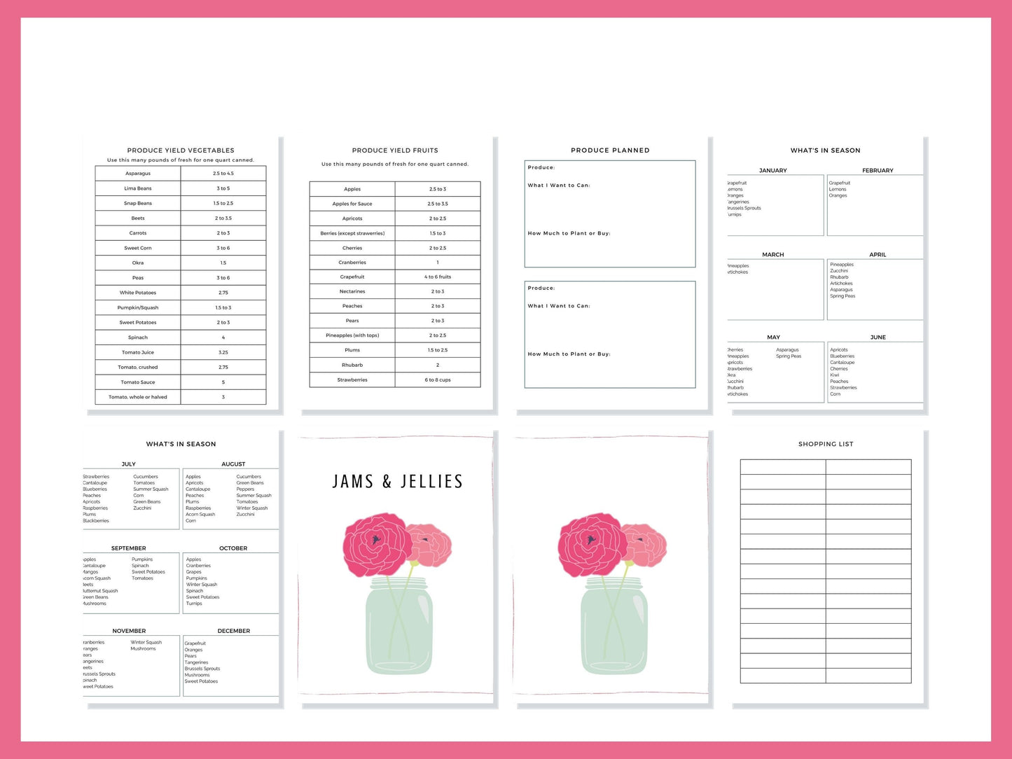 Canning Journal Printable Planner For Homesteaders, Canners Recipes 29 Page PDF 8.5x11 Instant Download Grab Your Balls It's Canning Season