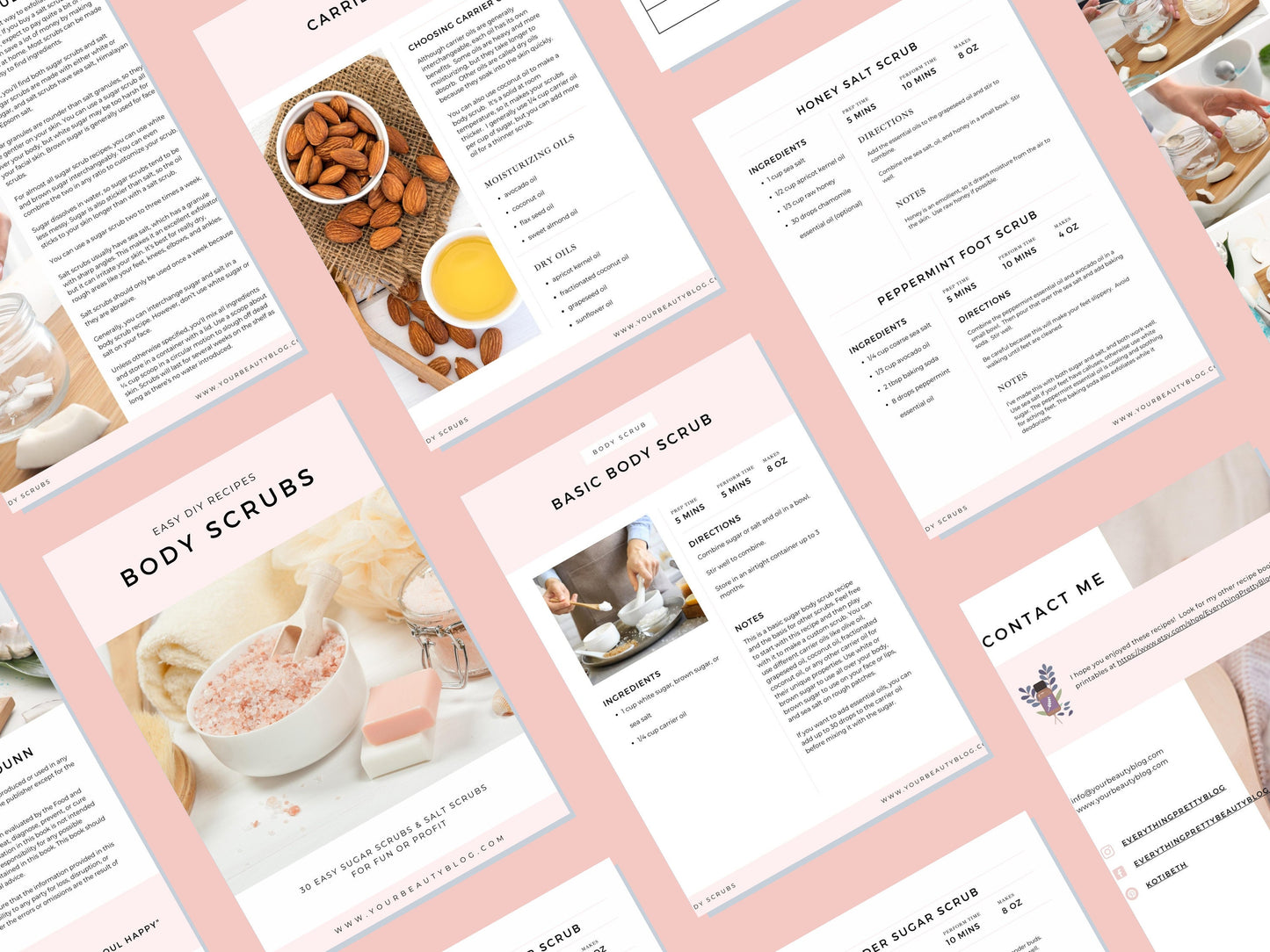 Body Scrubs Printable Recipe Ebook 30 Easy Sugar Scrubs and Salt Scrub Recipes to Make at Home Book