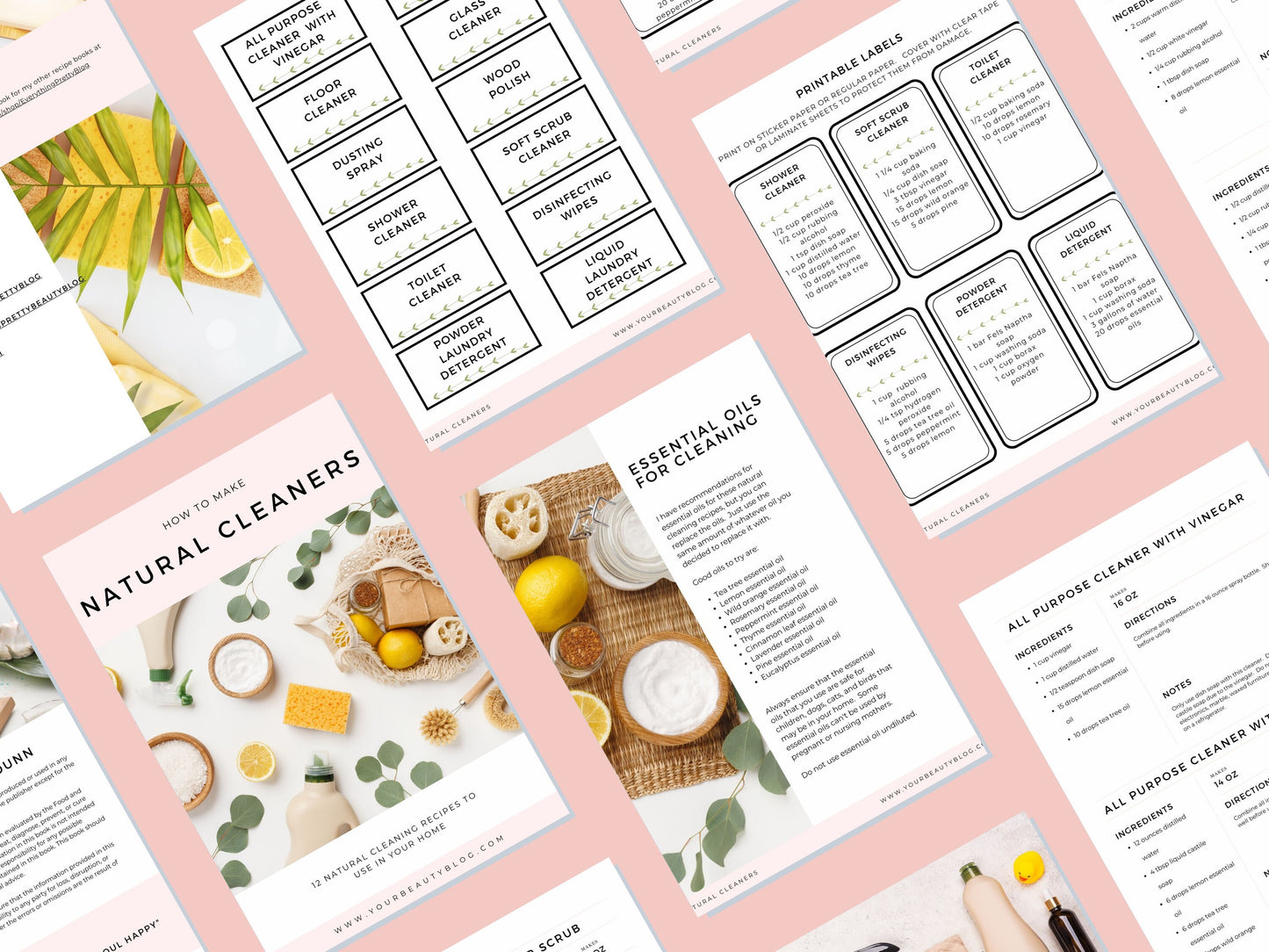Natural Cleaning Products Recipe Book Ebook With 12 Natural Cleaner Recipes With Essential Oils Plus Labels