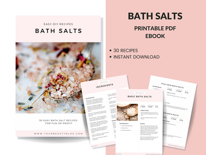 Bath Salts Recipe Ebook Printable 30 Easy Bath Salt Recipes to Make at Home Book