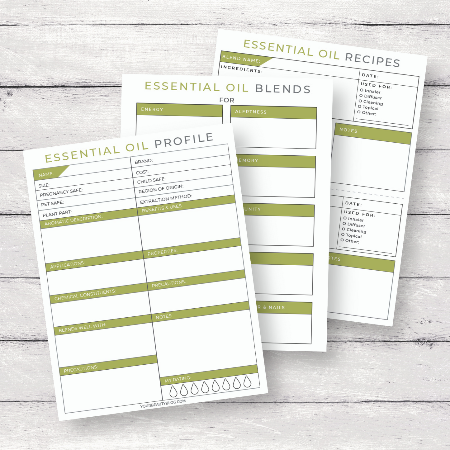 Essential Oil DIY Bath & Body Binder Journal Notebook Printable Instant Download  Digital PDF 8.5x11