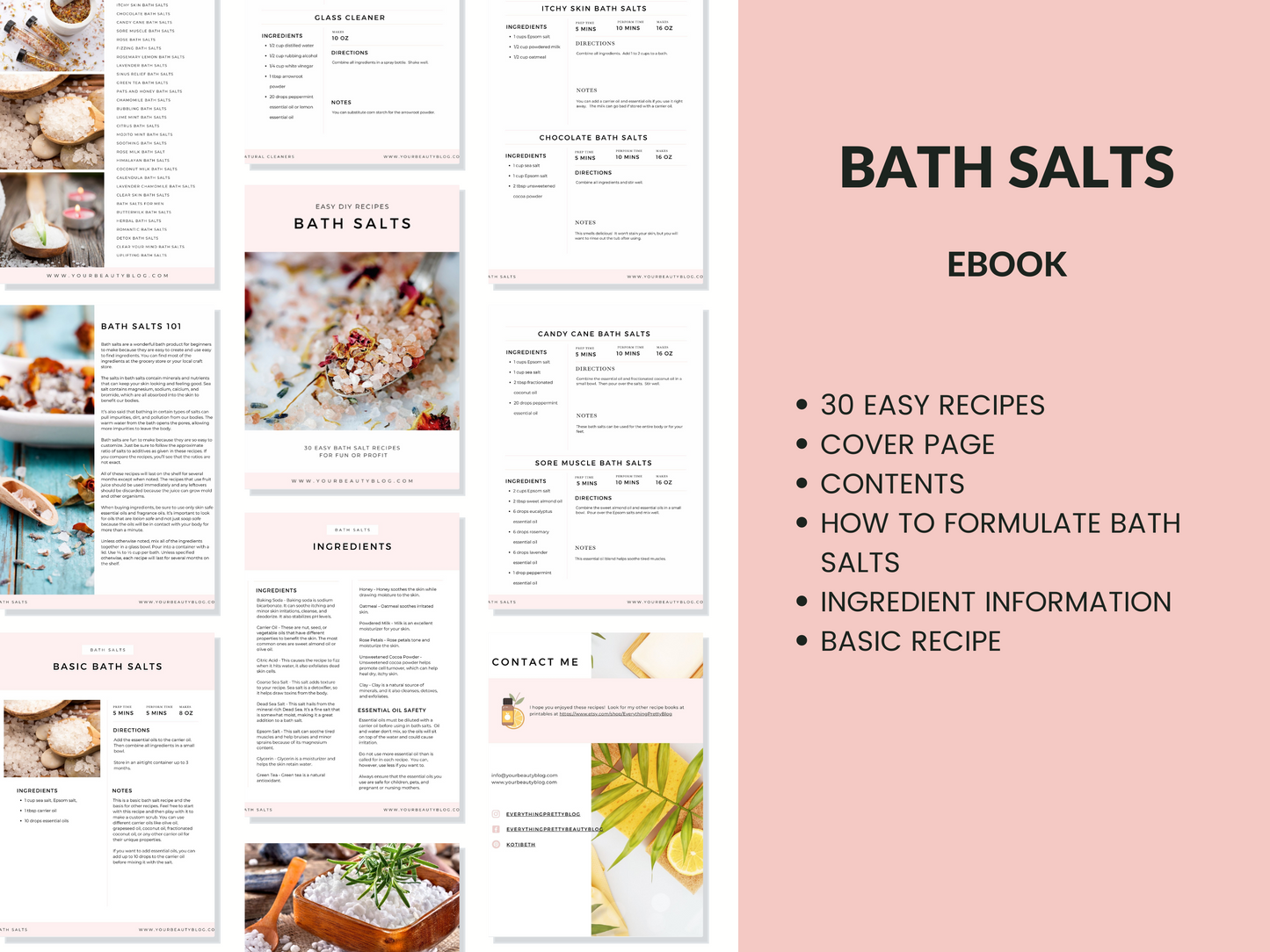 Bath Salts Recipe Ebook Printable 30 Easy Bath Salt Recipes to Make at Home Book