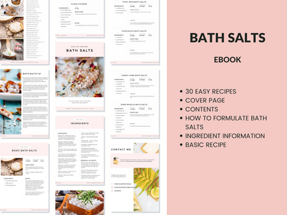 Bath Salts Recipe Ebook Printable 30 Easy Bath Salt Recipes to Make at Home Book