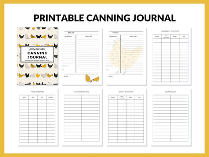 Chickens Canning Log Journal Planner Printable PDF for Homesteaders, Canners  29 Pages Instant Download (Copy)