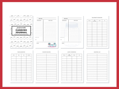 Canning Log Journal Planner Printable PDF for Homesteaders, Canners  29 Pages Instant Download