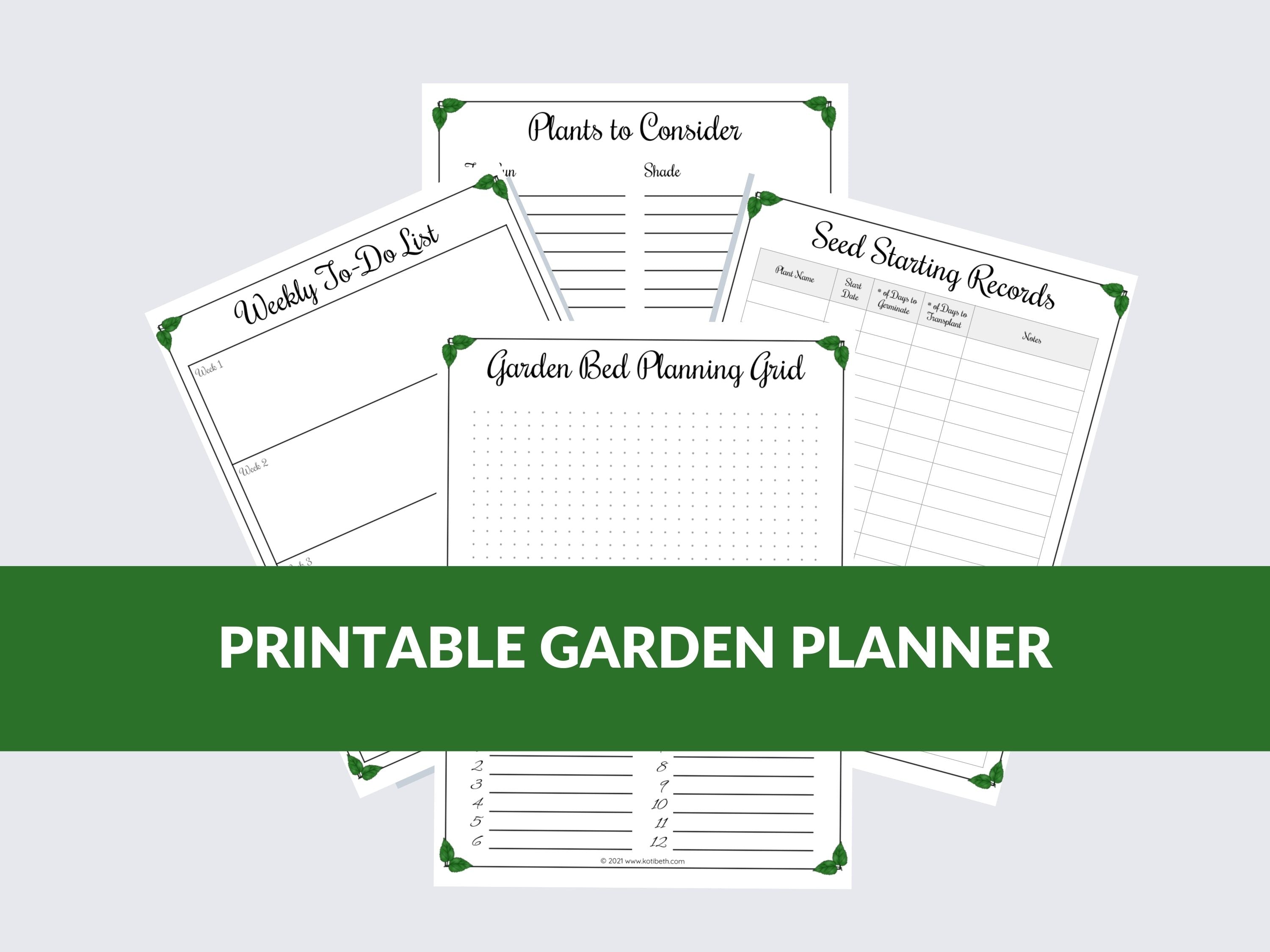 Gardening Planner Printable PDF 8.5x11 Instant Download for 3 Ring Binder Journal