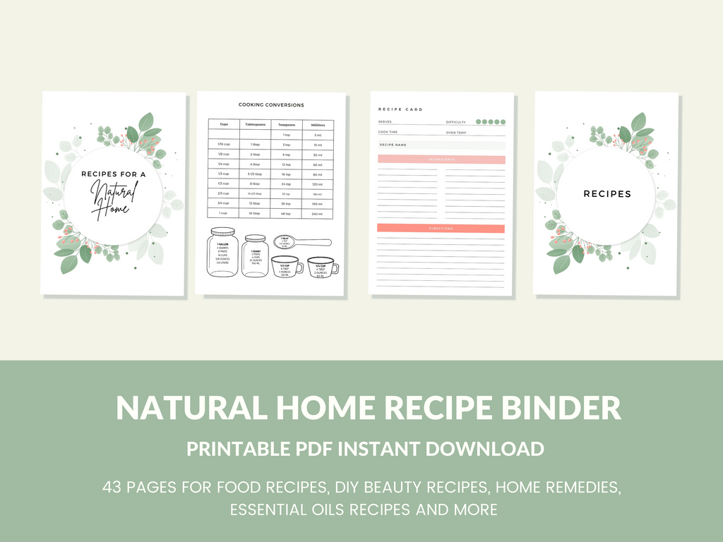 Natural Home Homesteading Planner for Homesteaders  Printable Binder PDF Instant Download Recipe Book Printable Pages