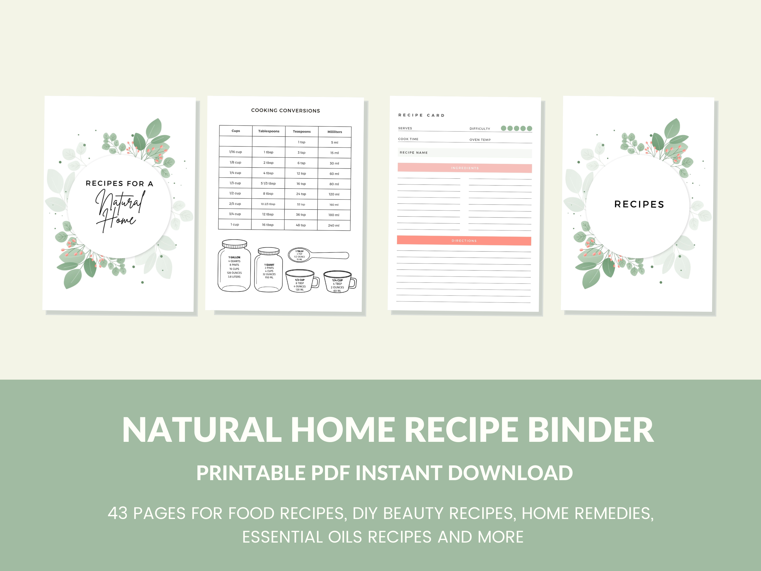 Natural Home Homesteading Planner for Homesteaders  Printable Binder PDF Instant Download Recipe Book Printable Pages