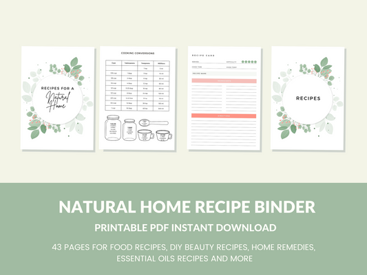 Natural Home Homesteading Planner for Homesteaders  Printable Binder PDF Instant Download Recipe Book Printable Pages