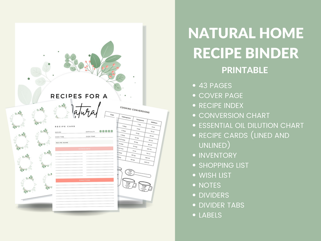 Natural Home Homesteading Planner for Homesteaders  Printable Binder PDF Instant Download Recipe Book Printable Pages