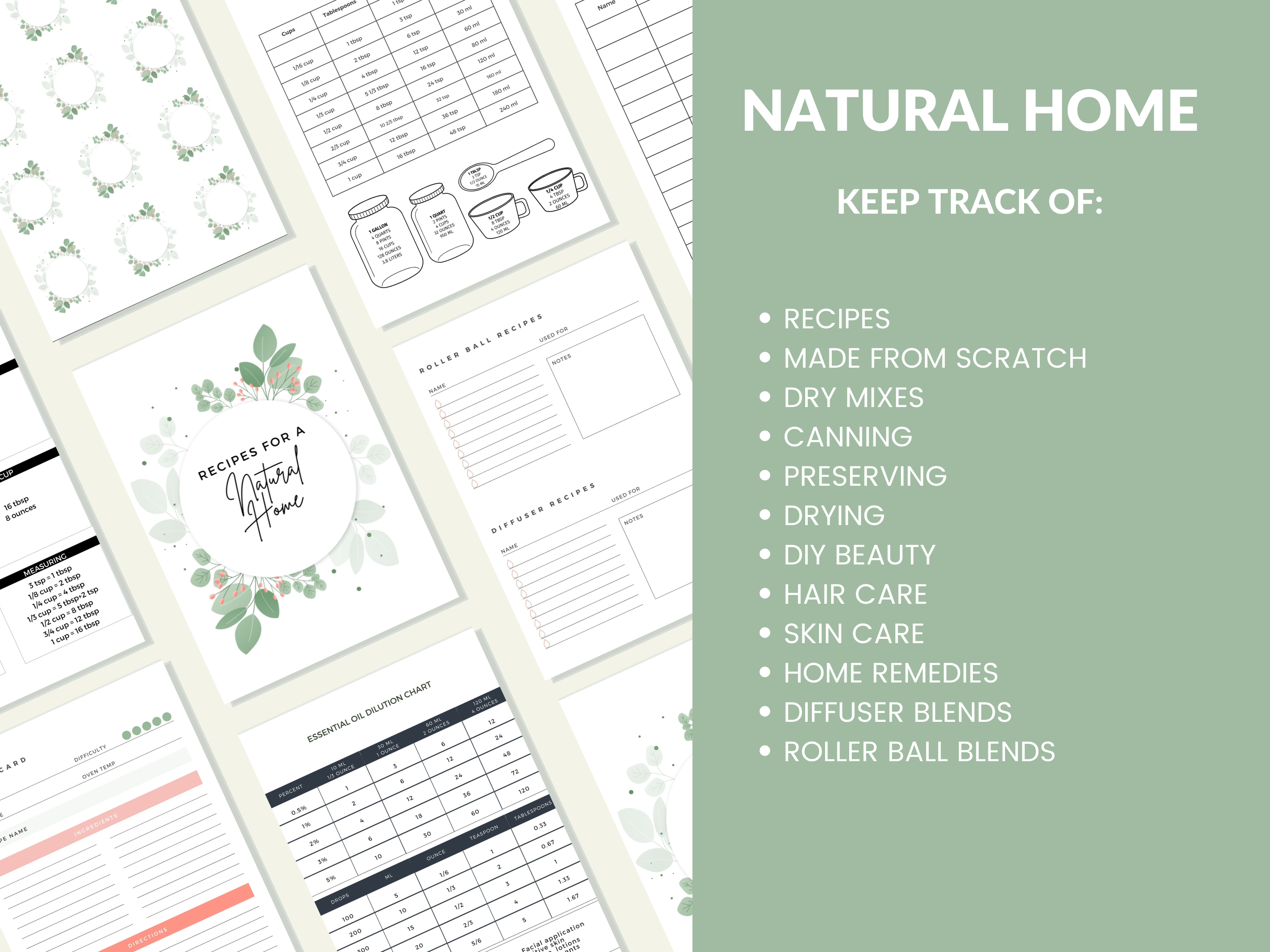 Natural Home Homesteading Planner for Homesteaders  Printable Binder PDF Instant Download Recipe Book Printable Pages