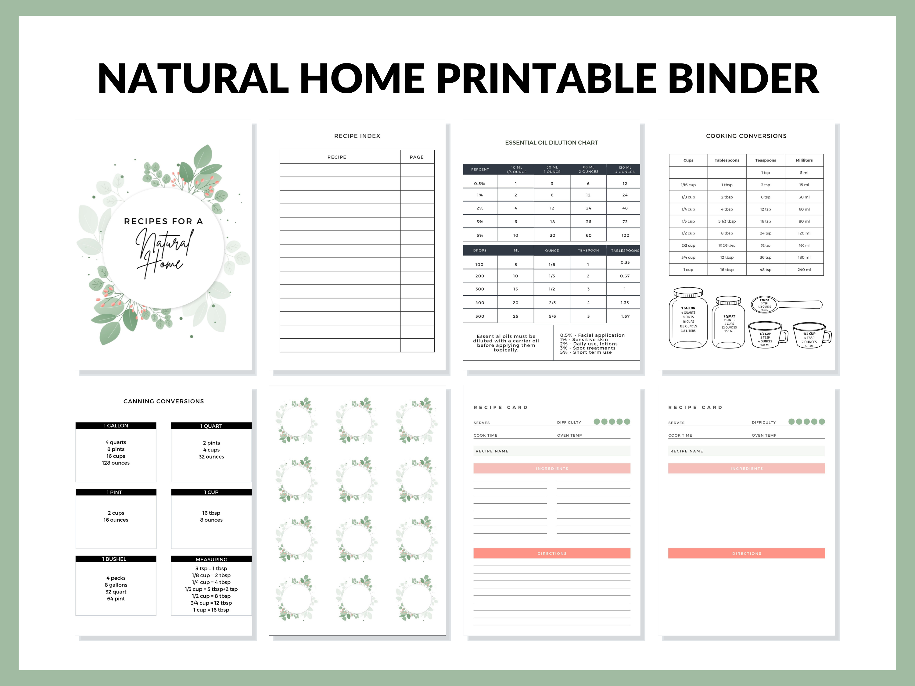 Natural Home Homesteading Planner for Homesteaders  Printable Binder PDF Instant Download Recipe Book Printable Pages