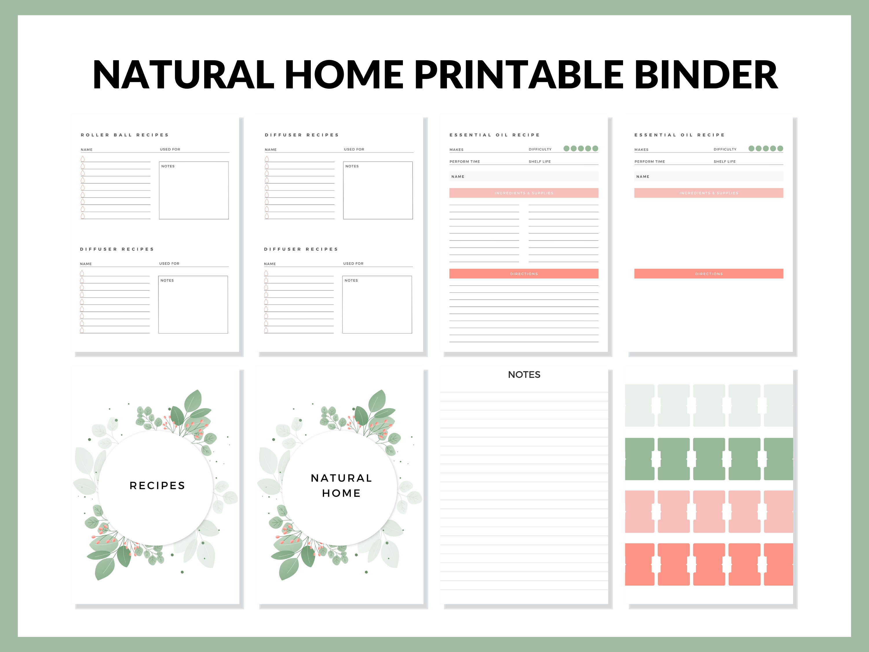 Natural Home Homesteading Planner for Homesteaders  Printable Binder PDF Instant Download Recipe Book Printable Pages
