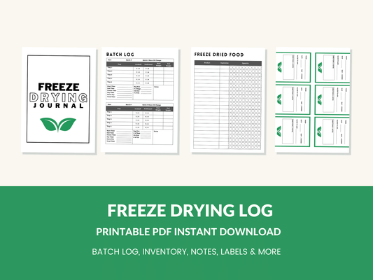 Freeze Dryer Batch Log Book Printable Journal Planner for Harvest Right Freeze Dryer Homesteader 43 Page PDF 8.5x11 Instant Download 4 to 7 Tray