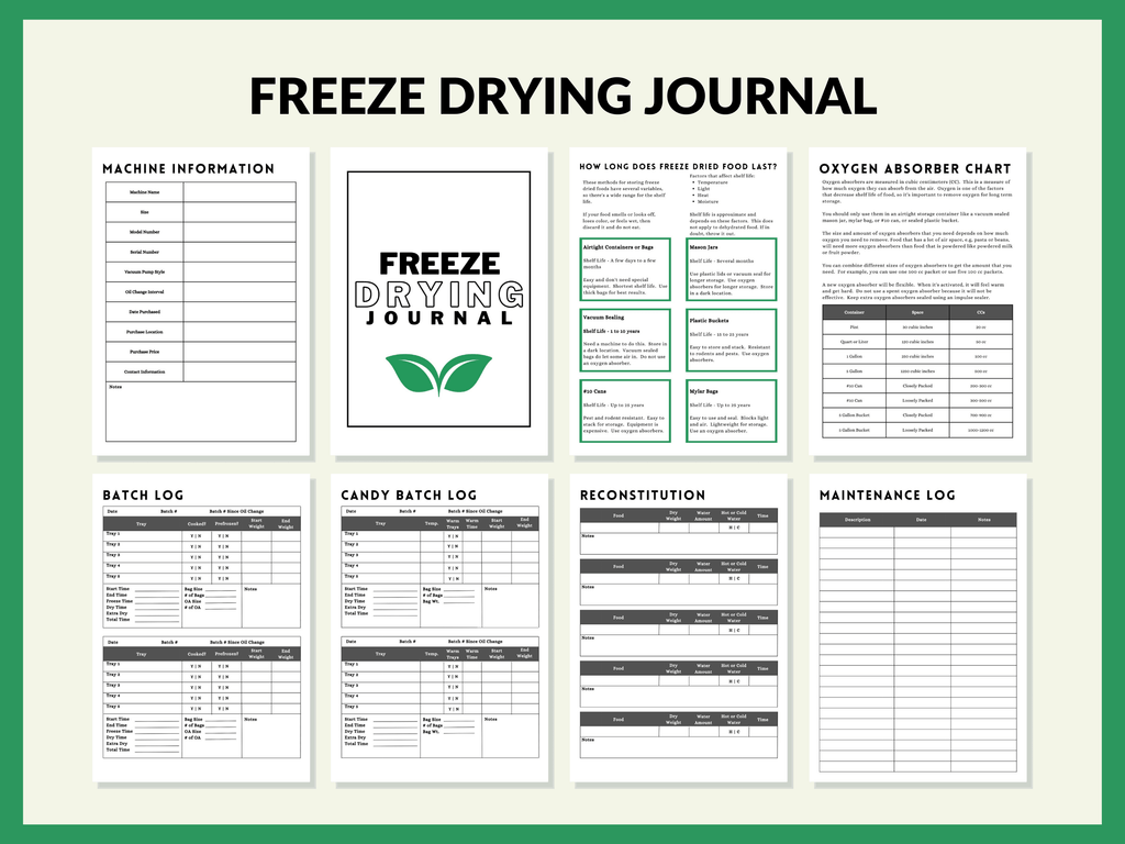 Freeze Drying Journal Batch Log Recipe Book Physical Book