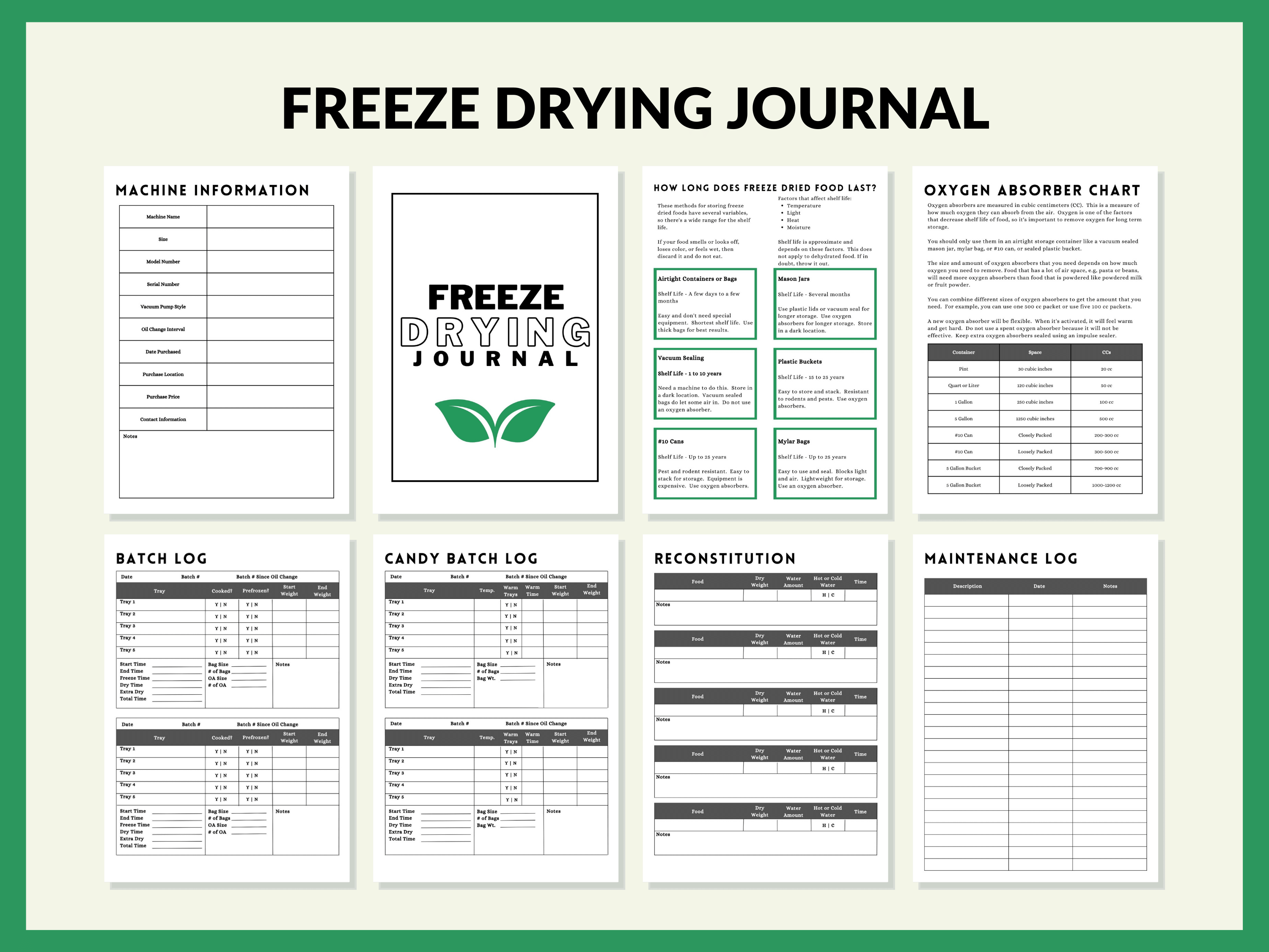 Freeze Drying Journal Batch Log Recipe Book Physical Book