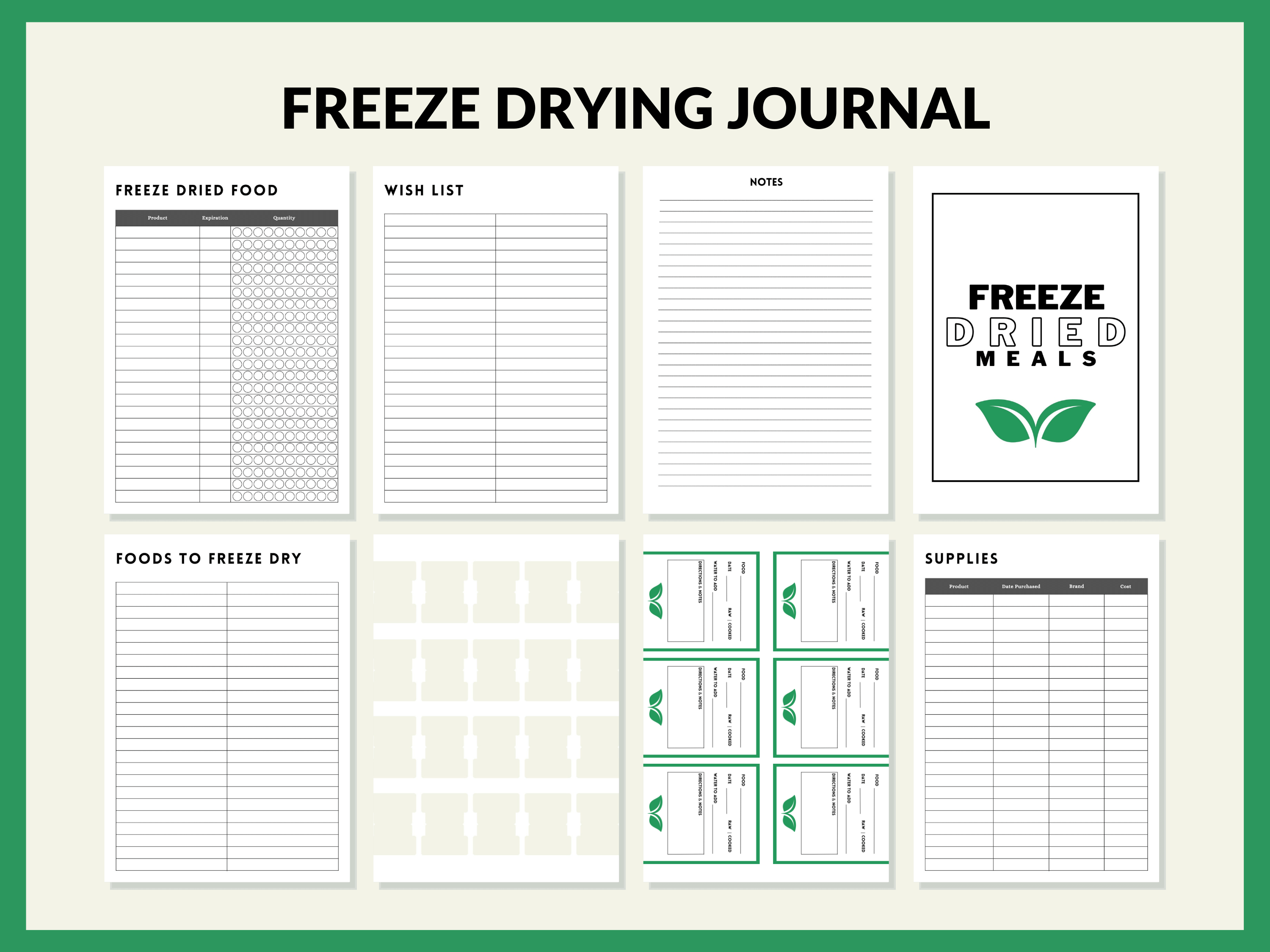 Freeze Dryer Batch Log Book Printable Journal Planner for Harvest Right Freeze Dryer Homesteader 43 Page PDF 8.5x11 Instant Download 4 to 7 Tray