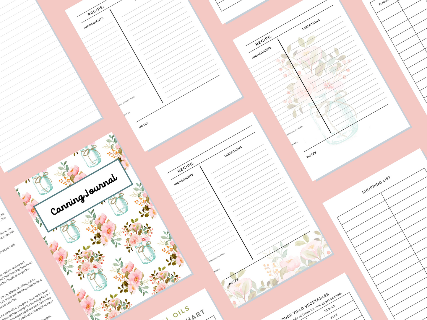 Jar Canning Log Journal Planner Printable PDF for Homesteaders, Canners  29 Pages Instant Download (Copy)