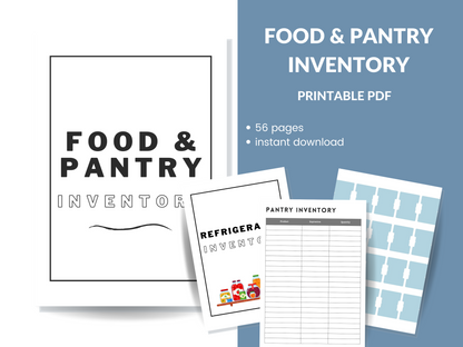 Pantry Inventory Printable Household Food Inventory Food Sheet Instant Digital Download PDF Home Management Binder 56 Pages