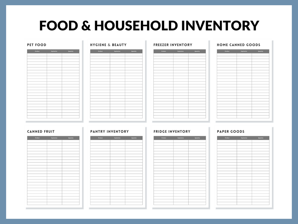 Pantry Inventory Printable Household Food Inventory Food Sheet Instant Digital Download PDF Home Management Binder 56 Pages