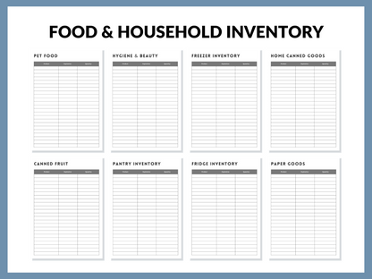 Pantry Inventory Printable Household Food Inventory Food Sheet Instant Digital Download PDF Home Management Binder 56 Pages