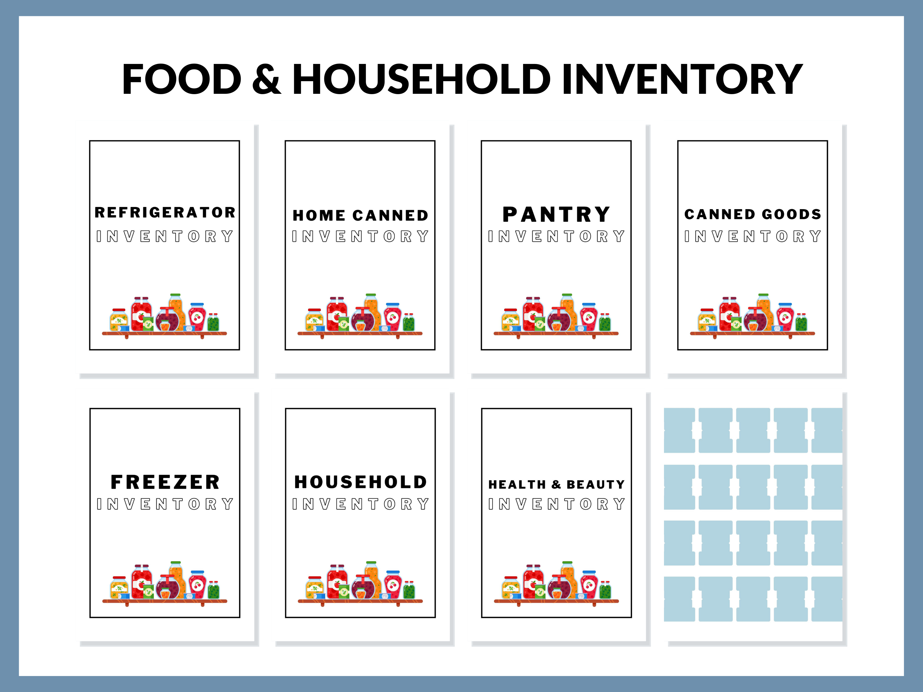 Pantry Inventory Printable Household Food Inventory Food Sheet Instant Digital Download PDF Home Management Binder 56 Pages