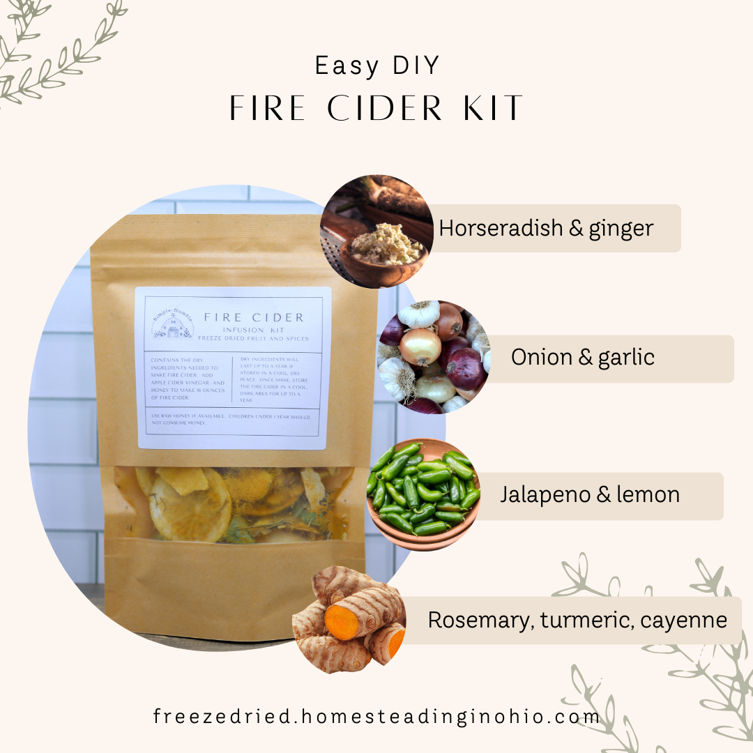 Fire cider kit with ingredients listed
