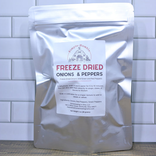 Freeze Dried Onions and Bell Pepper Mix (Green and Red Peppers)