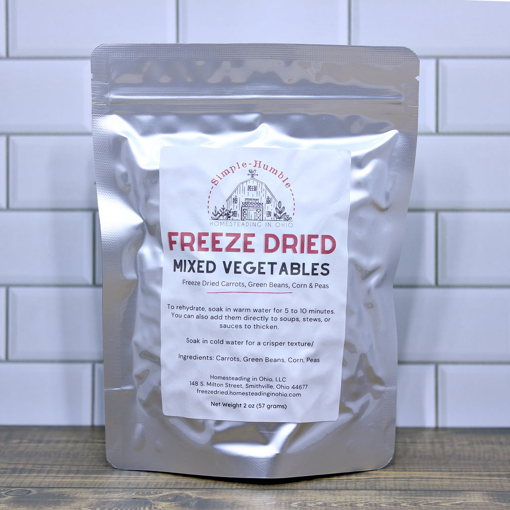 Freeze Dried Mixed Vegetables - Corn, Carrots, Peas, and Green Beans