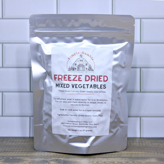 Freeze Dried Mixed Vegetables - Corn, Carrots, Peas, and Green Beans