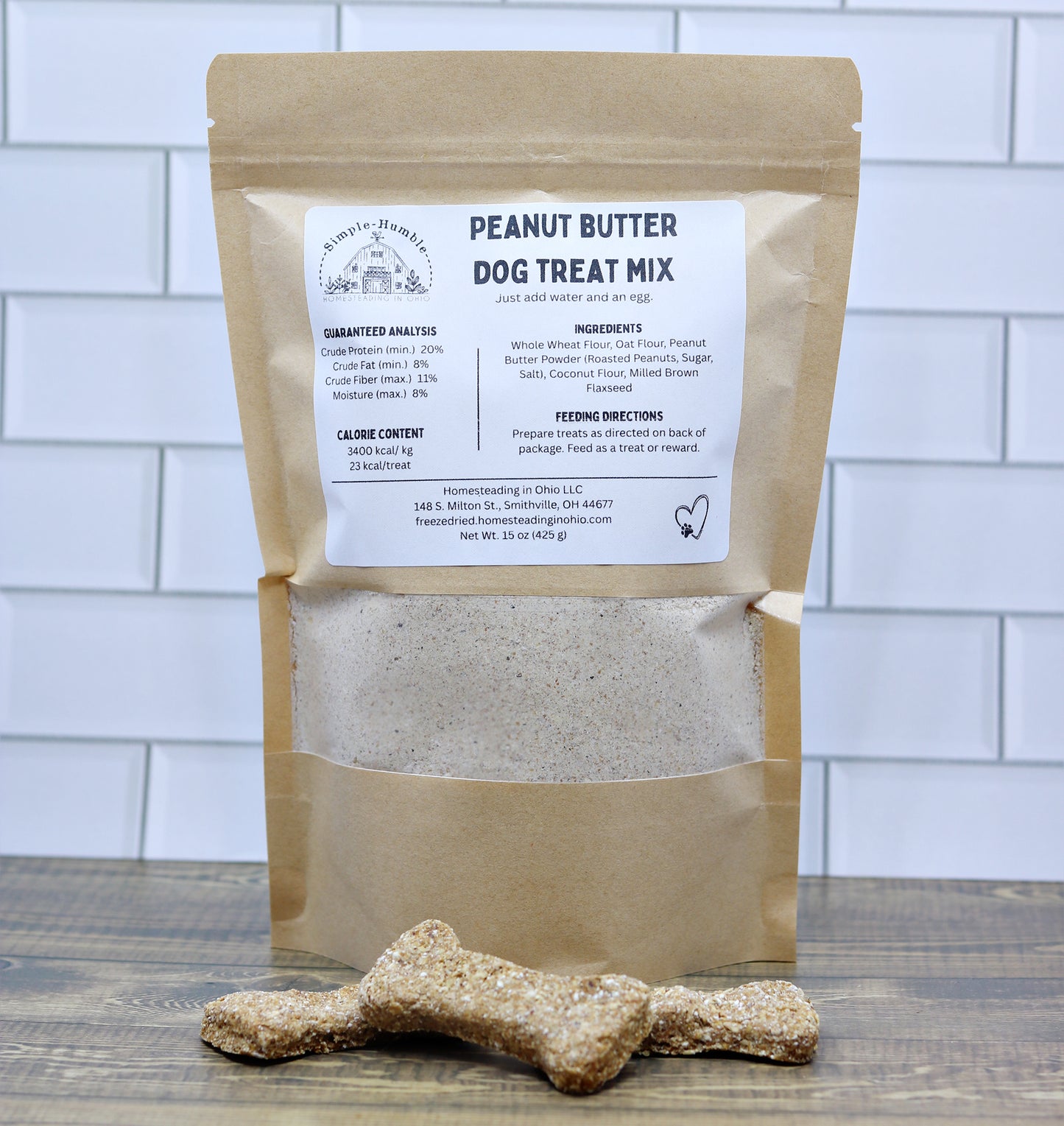 Homemade Peanut Butter Dog Treat Mix – Human Grade DIY Dog Biscuit Baking Mix – Just Add Egg & Water – Makes 45 Natural Dog Treats