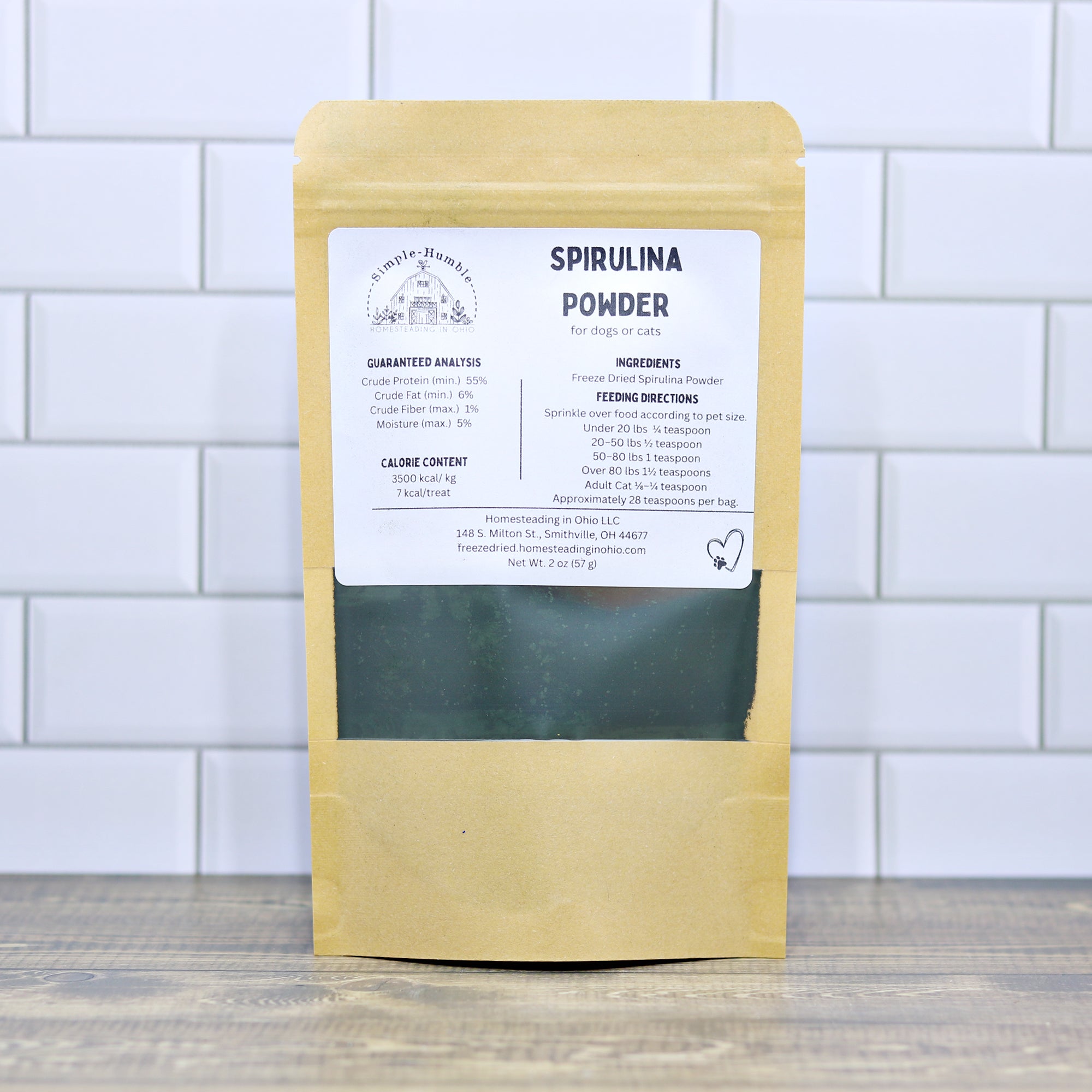 Freeze Dried Spirulina Powder for Dogs & Cats | Natural Food Topper | 2.5 oz