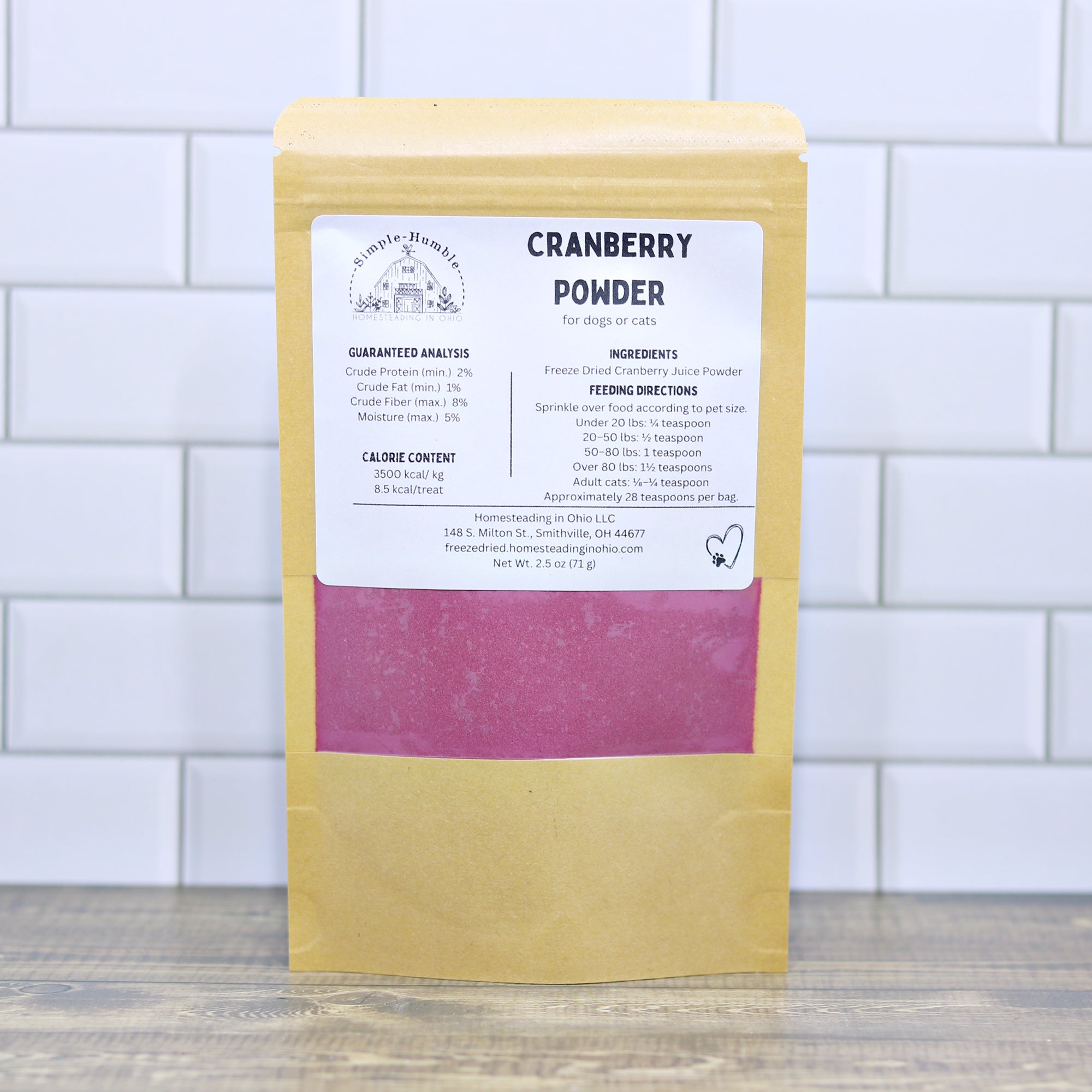 Freeze Dried Cranberry Juice Powder for Dogs & Cats | 2.5 oz