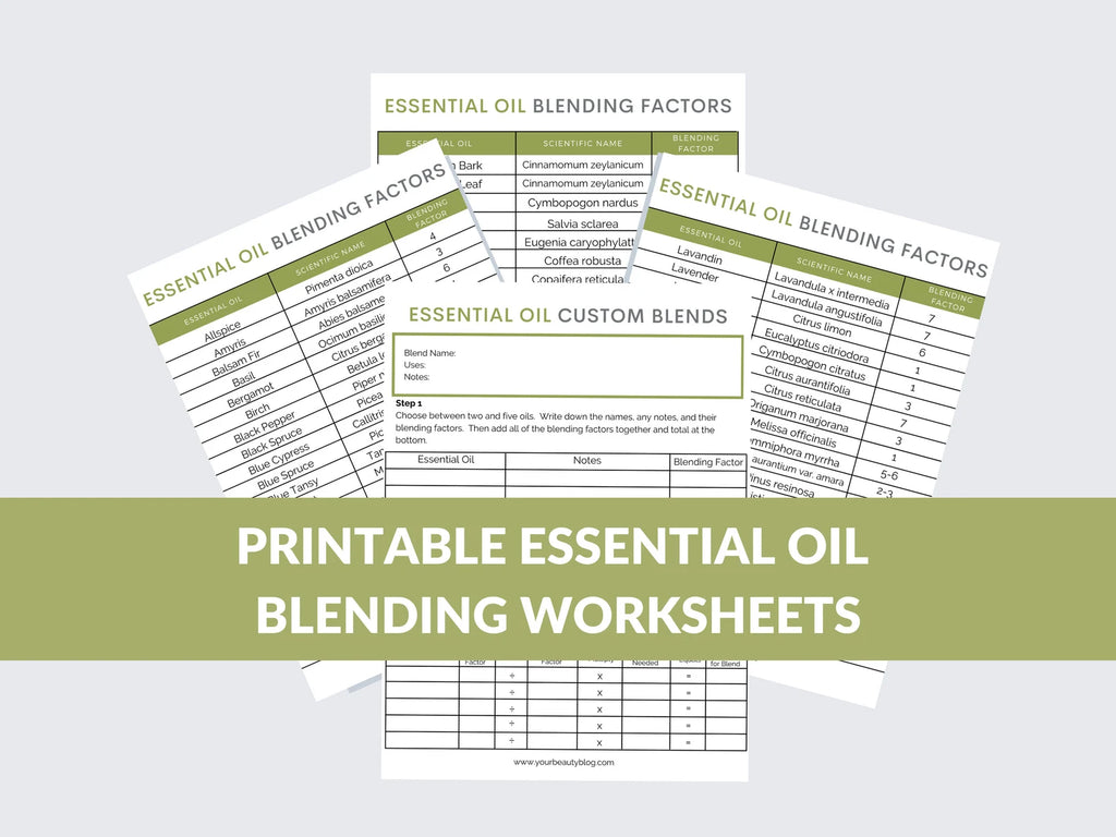 Essential Oil Blending Factor Blend Worksheet Notebook Planner Printable Digital Instant Download 6 Pages PDF 8.5x11