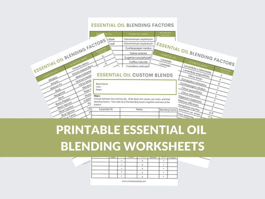 Essential Oil Blending Factor Blend Worksheet Notebook Planner Printable Digital Instant Download 6 Pages PDF 8.5x11