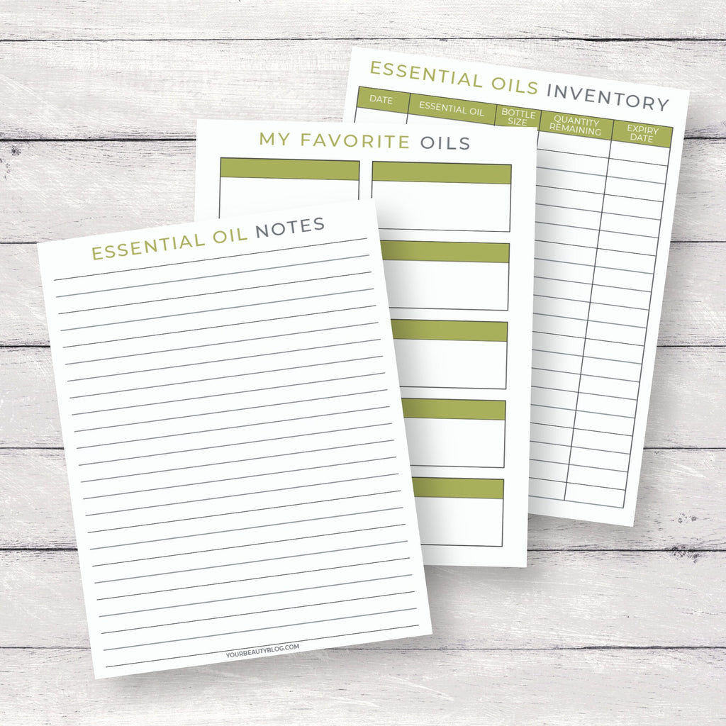 Essential Oil Notebook Binder Journal Printable Digital Instant Download 10 Pages PDF 8.5x11 Green